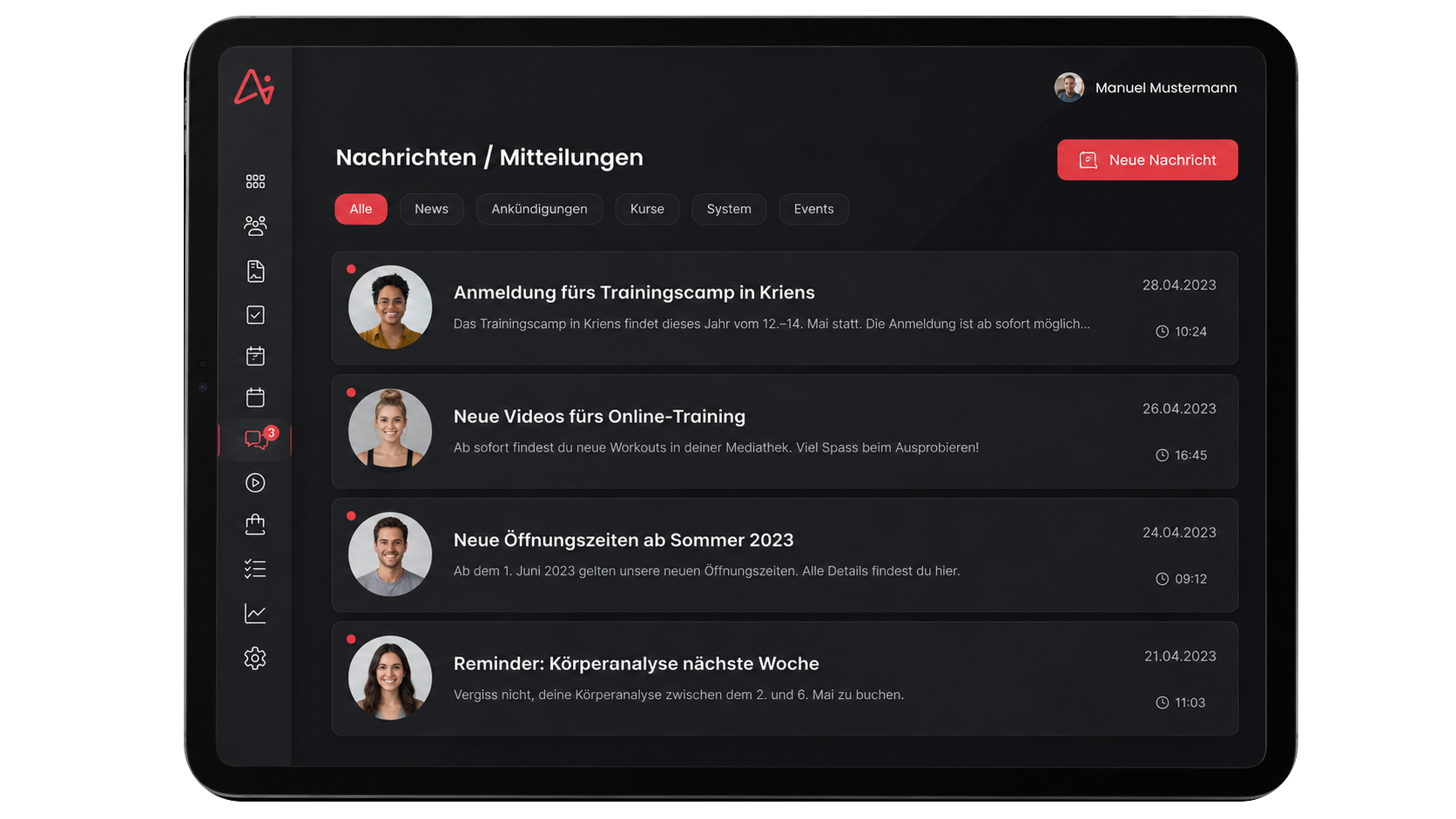Kommunikation in My Gym App